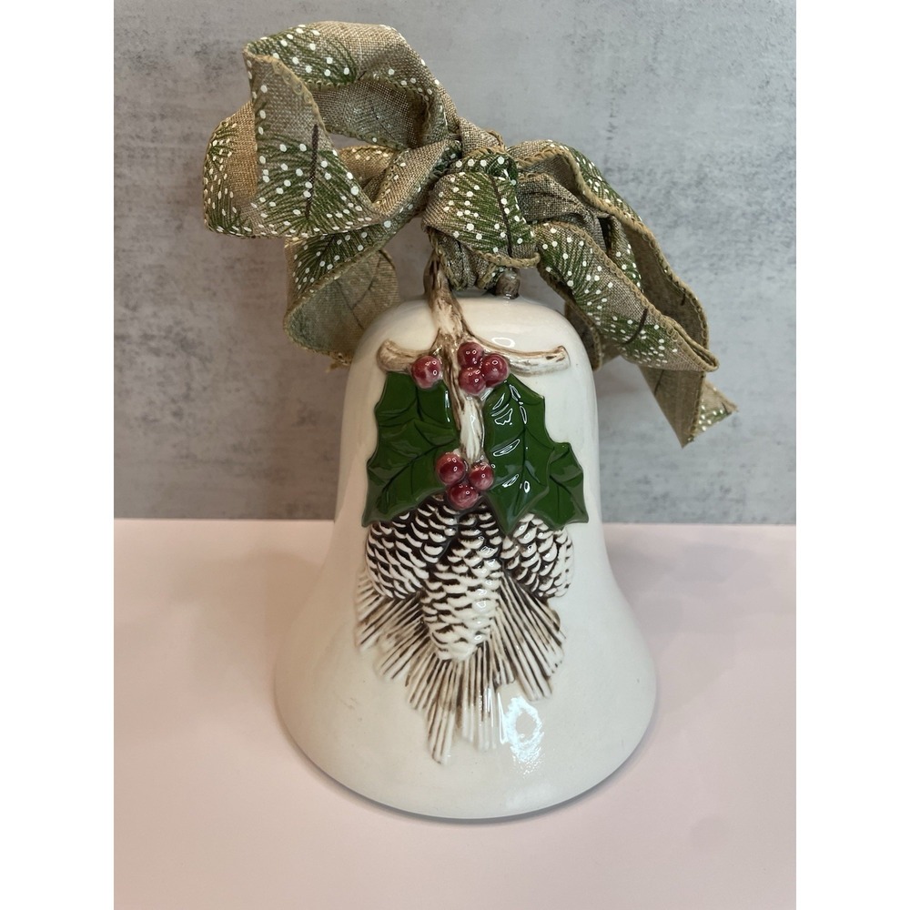 Vtg Ceramic Christmas Bell 7"